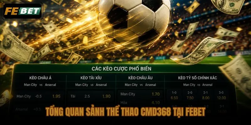 Sảnh CMD368 thể thao FEBET với cấu trúc kèo và danh mục bộ môn rõ ràng